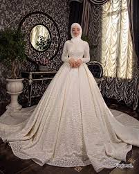 Us $276.36 16% off|vestido de noiva robe de mariage pink bling beaded long sleeve high neck muslim wedding dress ball gown puffy dress robes de mariée avec hijab. Epingle Sur Inspiration