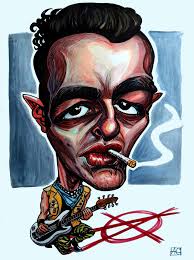 Joe Strummer of The Clash, tempera and ink