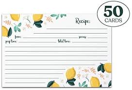 Amazon Com Jot Mark Recipe Cards Lemon Zest Print Double Sided 4x6 Inch Set Of 50 Home Kitchen In 2020 Recipe Cards Printing Double Sided Cards