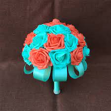 Maybe you would like to learn more about one of these? Turquoise And Coral Wedding Bouquet Artificial Bridal Flowers Vanrina