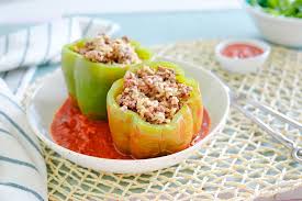 slow cooker stuffed peppers with ground