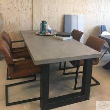 betonlook eettafel recht stalen u poot lok living eettafel houten tafel tafel