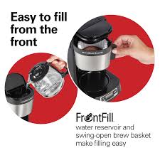 Hamilton beach hdc500d 4 cup coffee maker with auto shutoff and glass carafe. Hamilton Beach Frontfill 5 Cup Compact Coffee Maker With Programmable Clock Glass Carafe 46111