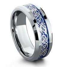 8mm Tungsten Wedding Band With Blue Celtic Inlay Design Wedding Rings Unique Blue Wedding Rings Celtic Wedding Rings