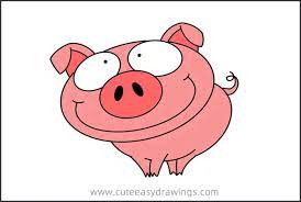 How To Draw A Funny Cartoon Pig Easy Step By Step For Kids Cute Easy Drawings