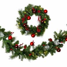 You'll feel like you're strolling among the fresh evergreen pines and firs. Pre Lit Wreath For Christmas 36 Led Warm White Red Gold Decorations 24 Inch For Sale Ebay