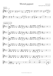 Partition Piano Mistral Gagnant Gratuite Partitions Clarinette Partition Accordeon Partition Piano