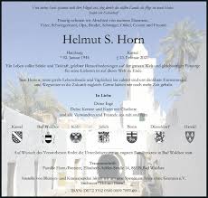 Traueranzeigen von Helmut Horn