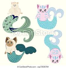Download now for free this mermaid drawing transparent png image with no background. Cartoon Mermaid Cat Cute Cartoon Cat With Mermaid Tail Fantasy Creation Canstock