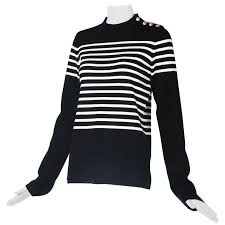 Wrap yourself up with our heavy knit cardis for those chilly days or keep it casual with our cardigan. Karl Lagerfeld Black And White Striped Breton Sweater W Silvertone Buttons For Sale At 1stdibs