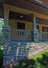 Crazy Covered Porch At Entrance Of Building Crossword Clue To Refresh Your Garden Front Porch Stone Stone Porches House Exterior