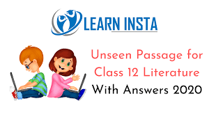 Class 7 english comprehension online tests. Unseen Passage For Class 12 Literature With Answers 2020