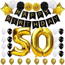 In this case, playful wording tells guests to keep calm there is life after 50. Kungyo 50th Birthday Party Decorations Kit Happy Birthday Black Banner 40 Inches Gold Foil 50 Balloon Paper Flowers Star And Latex Balloons Classy Party Supplies Buy Online In Bahamas At Bahamas Desertcart Com Productid