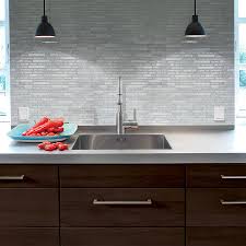 Shop Smart Tiles 6 Pack White Silver Composite Vinyl Mosaic Subway Peel And Stick Wall Tile Common 10 In X 10 In Actua Smart Tiles Kitchen Tiles Wall Tiles