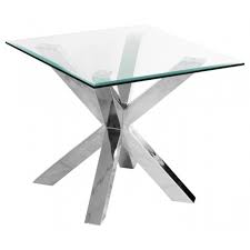 Criss Cross Glass Chrome Lamp Table Fads