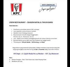 Check spelling or type a new query. Lowongan Kerja Restoran Kfc Tamatan Sma Sederajat Di Medan Desember 2019 Loker Medan Desember 2019