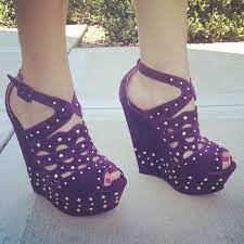 Purple Reign Purple Wedges Gold Studs Instadaily Instafashion Fashion Wedge Wedges Gojane Wedge Wedding Shoes Heels Purple Wedding Shoes
