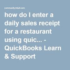 How Do I Enter A Daily Sales Receipt For A Restaurant Using