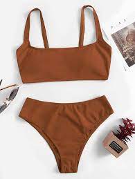 Scoop Neck Top With High Waist Bikini Set Shein Womens Swimsuits Bikini Bikini Swimsuits Bikinis