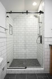 Barcelona Barn Slider Matte Black Hardware Clear Glass With Diamon Fusion Glass Protection Shower Barn Door Farmhouse Shower Doors Sliding Shower Door