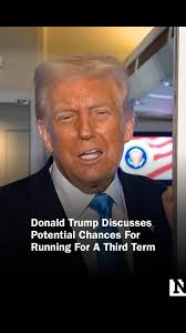 While speaking to reporters aboard Air Force One, Donald Trump said he's  doing great as president, and discussed potential chances for running for a  third term.