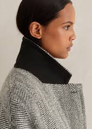 ME+EM Herringbone Town-to-country Coat in Black