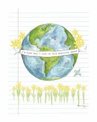 I Love Planet Earth Earth Day Drawing Childrens Wall Art Print Childrens Wall Art