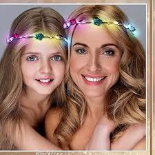 Janinka 30 Pieces LED Flower Crown Luminous Flower Wreath Light up Headband  Floral Glowing Fairy Crown Glow in the Dark Headband for Women Birthday  Wedding Beach Party Cosplay Hair Accessories: Buy Online