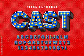 Standard sms can contain 160 characters. Pixel Broadway Show Alphabet Design Stylized Like In 8 Bit Games Stock Vektorgrafik Adobe Stock