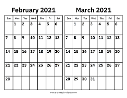 Subscribe to my free weekly newsletter — you'll be the first to know when i add new printable documents and templates to the freeprintable.net network of sites. February And March 2021 Calendar