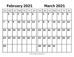 Print february 2021 calendar and enter your holidays, events and appointments. February And March 2021 Calendar