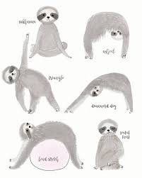 Sloth Baby Shower Gift For Her Handmade Nursery Decor Wall Art Sloths Poster Yoga Poses Studio Pants Boho Art Print Coworker Sloth Animal Yoga Baby Sloth