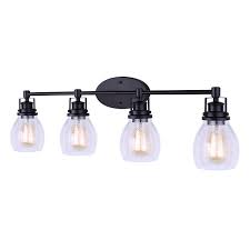 Wilhelm 4 Light Vanity Light Black Vanity Light Vanity Lighting Seeded Glass