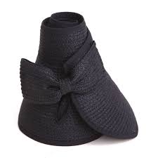 Hde Hde Women S Packable Roll Up Wide Brim Sun Visor Crushable Straw Beach Hat Bonnet Black Walmart Com In 2021 Straw Hat Beach Sun Hats Beach Hat