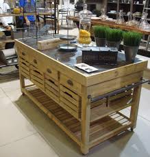 ilot central 182x80x88 5cm combloux tek import meuble cuisine ilot cuisine ilot de cuisine palette