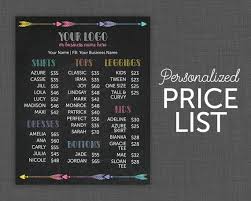 price list price chart chalkboard price list price sign