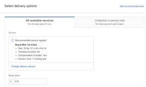 choosing postage options uk ebay seller centre tracked