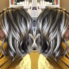 Angledbob Highlights Lowlights Hair By Sharon Teceno Gray Hair Highlights Brown Hair With Blonde Highlights