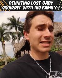 Reuniting lost baby squirrel with his family!