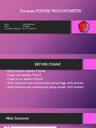 Maybe you would like to learn more about one of these? Turunan Fungsi Trigonometri Adalah Nilai Stasioner Di X A
