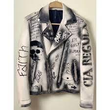 Graffiti White Leather Jacket White Leather Jacket Jackets Leather Jacket