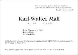 Traueranzeigen von Karl-Walter Mall