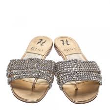 Just a little bit, which reached no. Gina Metallic Gold Leather Crystal Embellished Slide Flats Size 36 Gina Tlc