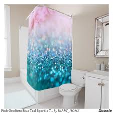 Pink Gradient Blue Teal Sparkle Trendy Glitter Shower Curtain Zazzle Com Glitter Shower Curtain Girls Shower Curtain Fabric Shower Curtains