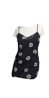 Black White Daisy Dress Polyvore Moodboard Filler Clothes Aesthetic Clothes 90s Fashion Outfits