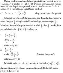 We did not find results for: Rangkuman Materi Pemfaktoran Bentuk Aljabar Kelas 8 Smp Dilengkapi Pembahasan Contoh Soal Lengkap Dunia Matematika