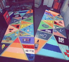 Painted Beer Pong Table In 2020 Beer Pong Table Painted Diy Beer Pong Table Beer Pong Table Designs
