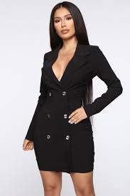 Talk To The Hand Dress Black White Blazer Dress Black Collared Dress Fashion