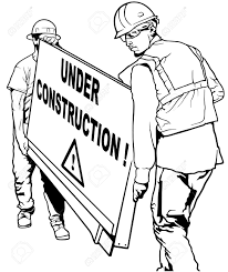 Handyman carpenter cartoon crane plumber cranes isometric buildings barricade road barricade hook crane hook road signs cone road block running excavator tractor vehicles selfie roofer tower crane road black white tools jack hammer truck crane. Two Building Workers Carrying Wooden Board With Under Construction Text Black And White Illustration Royalty Free Cliparts Vectors And Stock Illustration Image 98911753