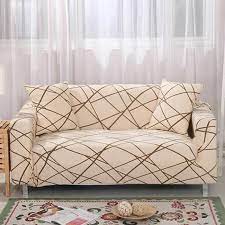 Beige Abstract Line Pattern Sofa Couch Cover Couch Covers Sofa Slipcovered Sofa